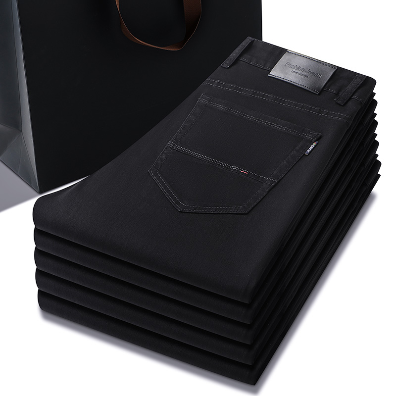 Men Formal Wear With Jeans - Pantalones vaqueros negros puros para hombre,