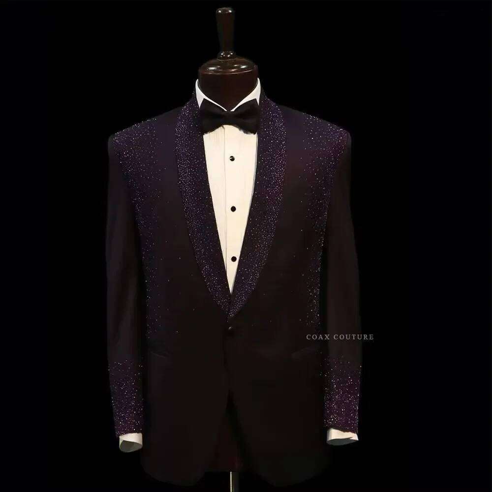 Men Formal Wear Purple - Trajes formales morados con cristales brillantes