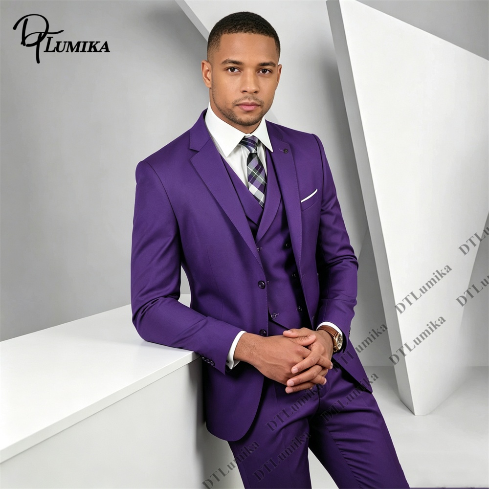 Traje Morado de 3 Piezas para  - Men Formal Wear Purple reseña y precio